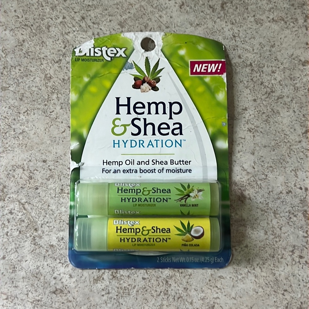 Blistex Hemp & Shea Hydration Vanilla Mint & Pina Colada Lip Balm NEW